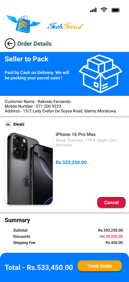 TechTrend Checkout Page